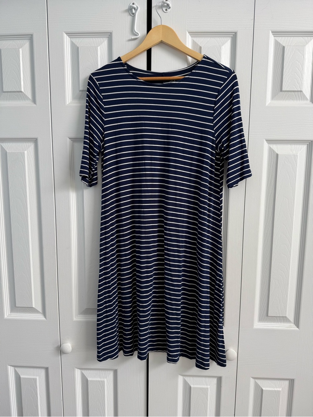 St. John’s Bay Preppy Classic Navy and White Striped Nautical Swing Dress